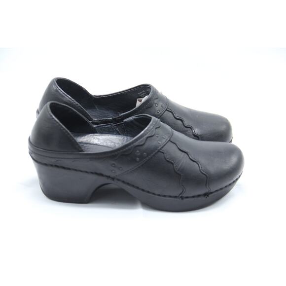 Dansko Hailey Clog Shoes Womens EU38 US 8 Black Scalloped Leather - Runs Small - Picture 1 of 8
